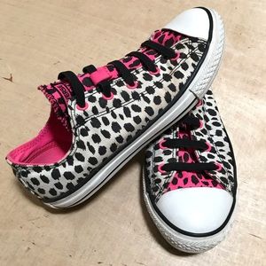 Converse Blk & WT Cheetah Print w/Neon Pink Chucks